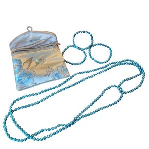 Women's Floral Blue and Cream Bag